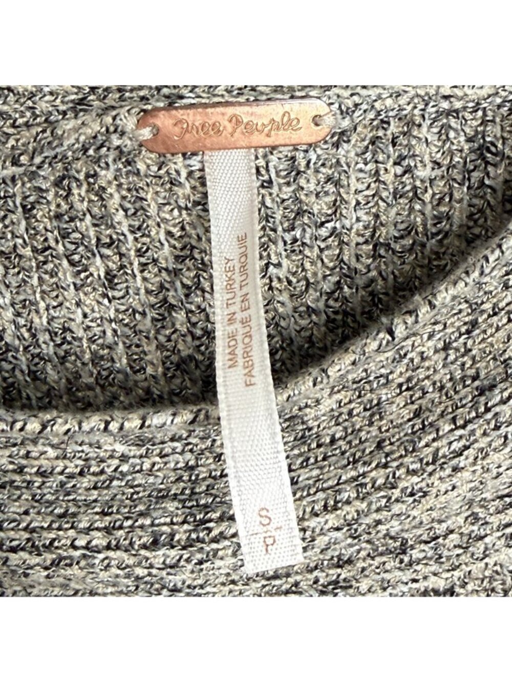 Free People Heathered Grey Knit Off-Shoulder Sweater, S - Picture 6 of 8